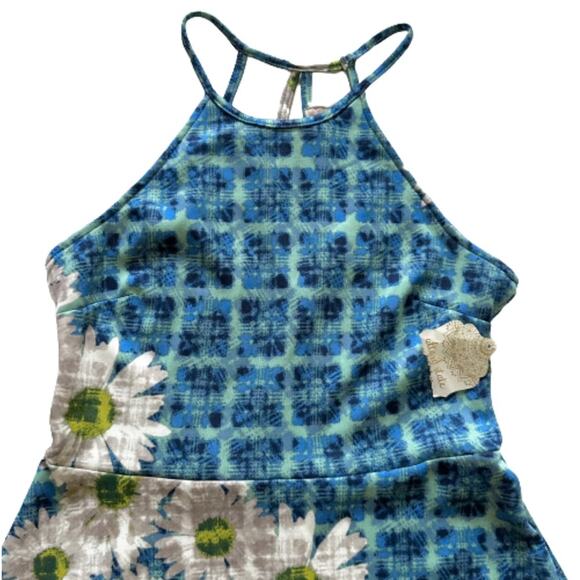 Alterd State Dress Blue White Daisy Halter Neck Sleeveless Mini Dress Medium NEW - Picture 9 of 12